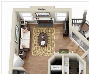 floor plan of a 1 bedroom 1 bath apartment